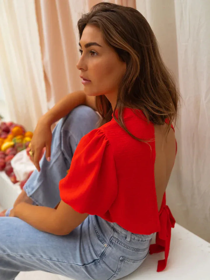 Lorena | Elegant Cropped Blouse - MABEL LONDON
