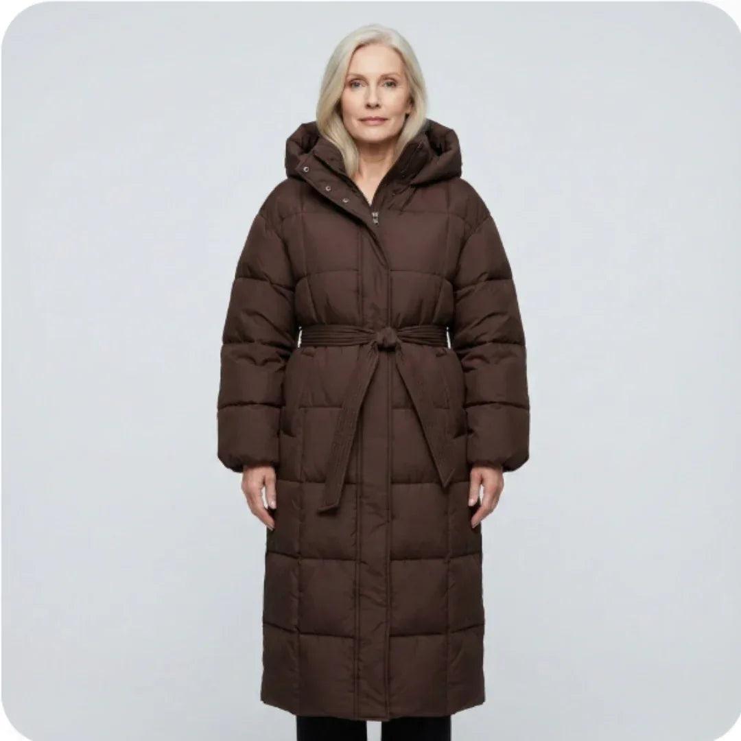 Carmen - Long Belted Puffer Coat - MABEL LONDON