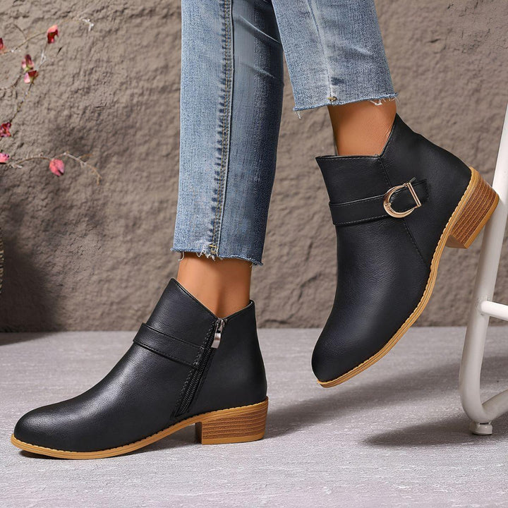 Bethany I Brown Buckle Ankle Boots - MABEL LONDON