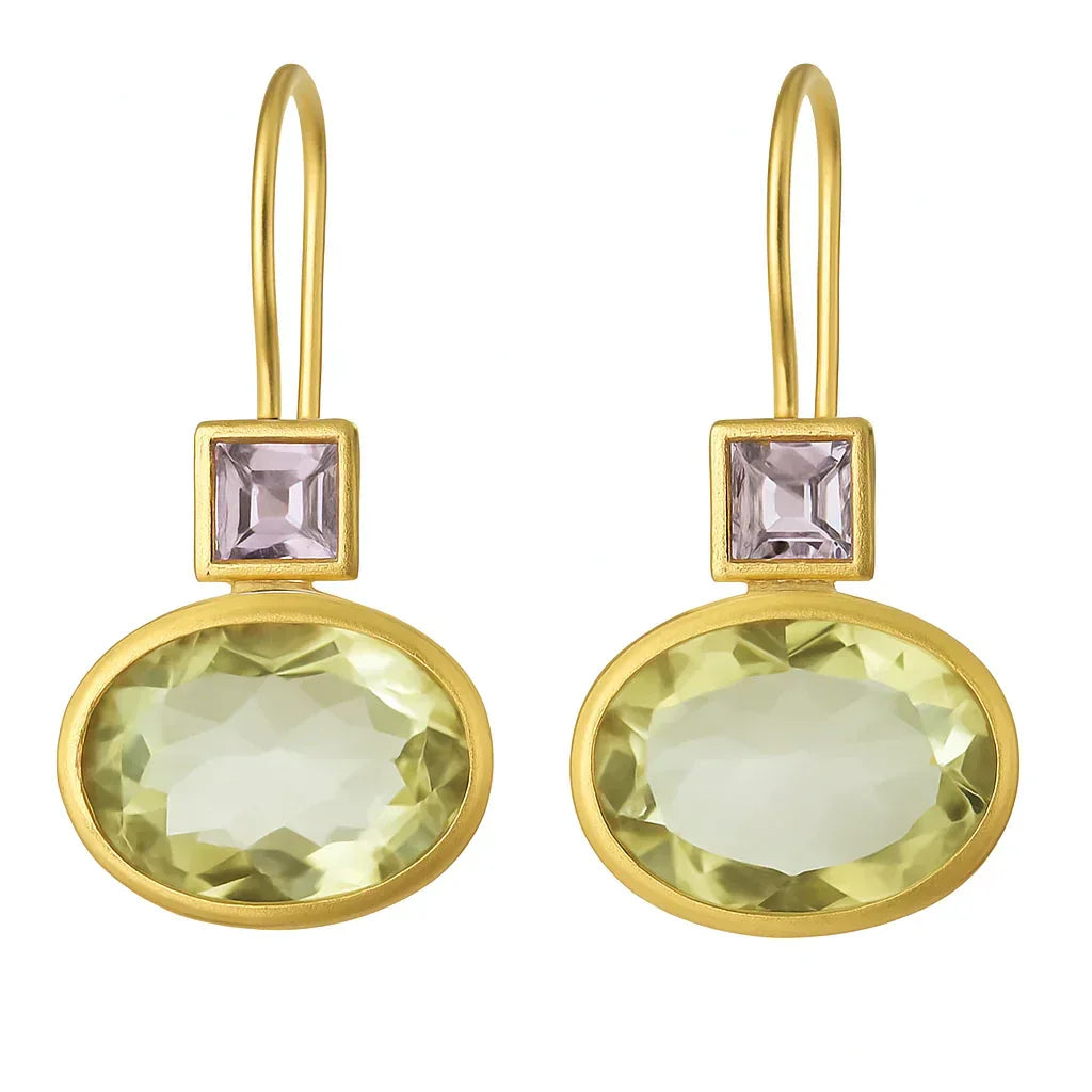 Vintage Green Gold Earrings - MABEL LONDON