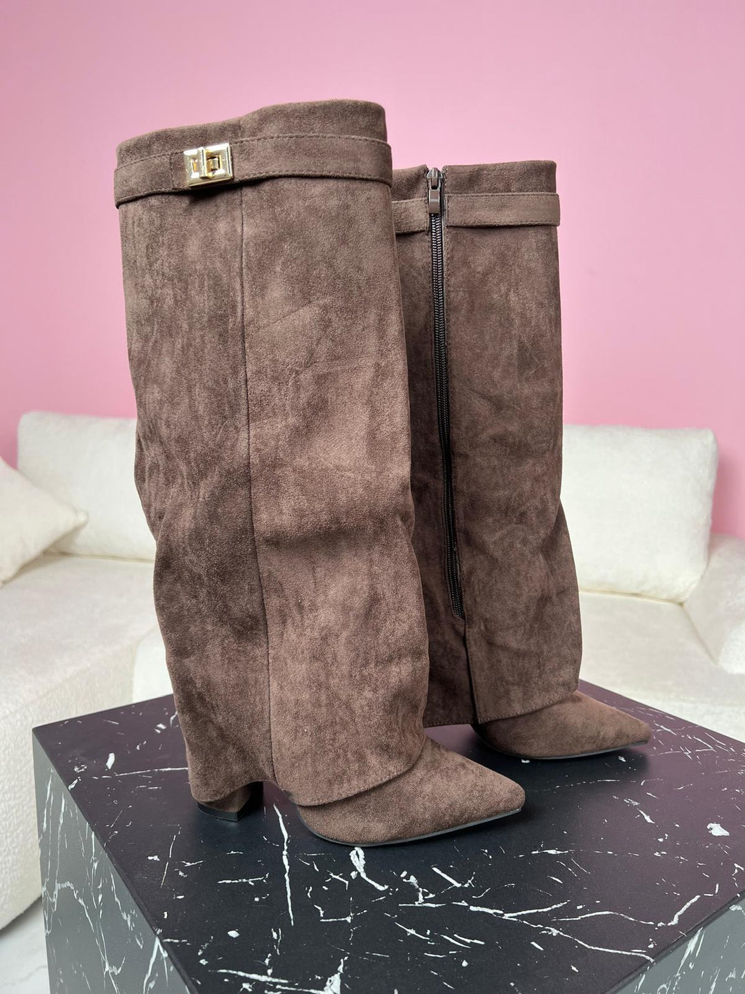 KIMMY™ - Brown Suede Boots - MABEL LONDON