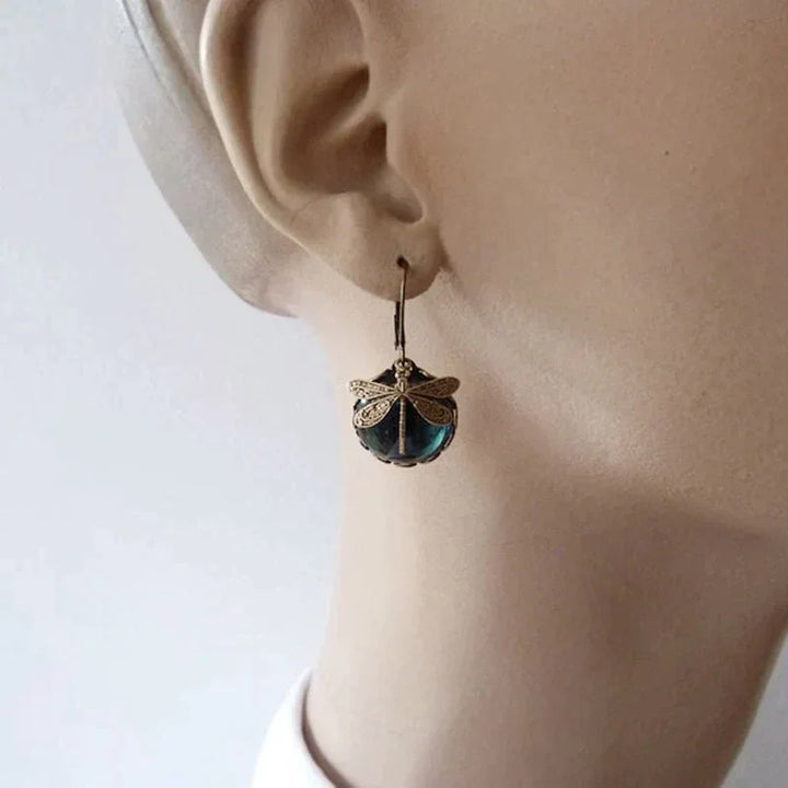 Antique Gold Dragonfly Earrings - MABEL LONDON