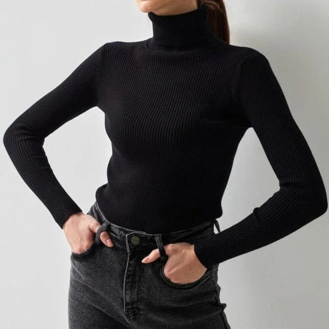 MAEVA™ - Ribbed Turtleneck Sweater - MABEL LONDON