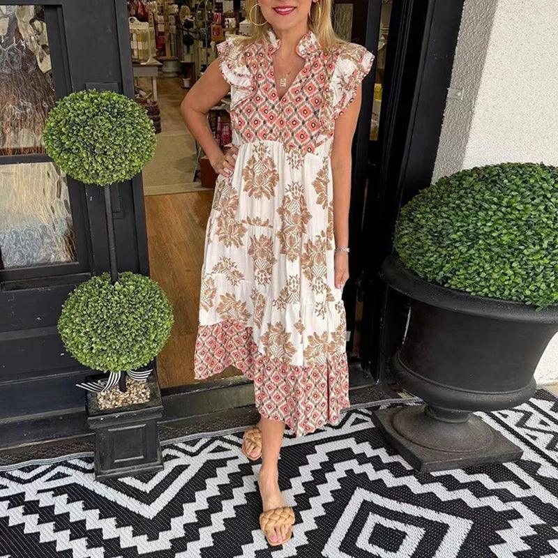 MAURA™ – Relaxed Vintage Midi Dress - MABEL LONDON