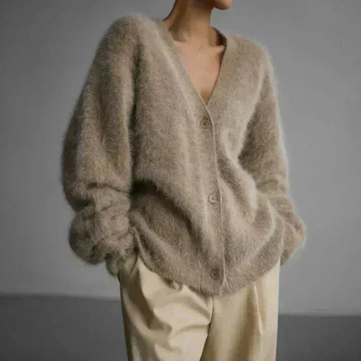 ADELE™ - Fuzzy Mohair Cardigan - MABEL LONDON