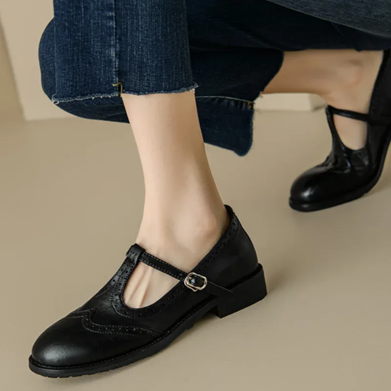 Miana | Polished T-Strap Mary Janes - MABEL LONDON