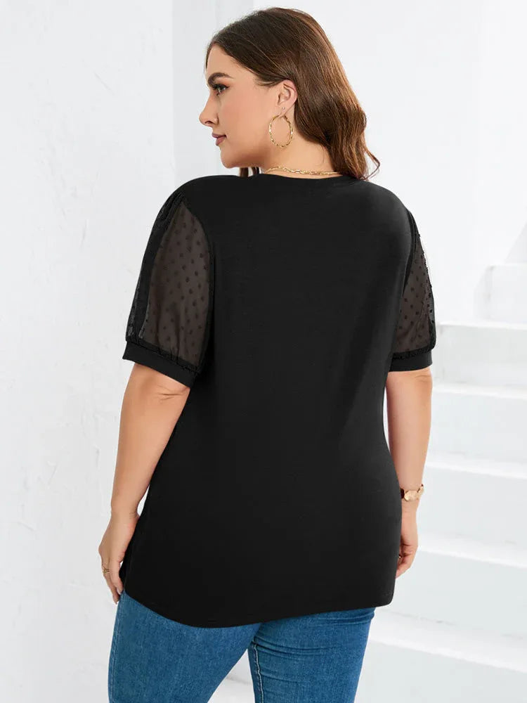 Rema | Sheer Sleeve V-Neck Top - MABEL LONDON