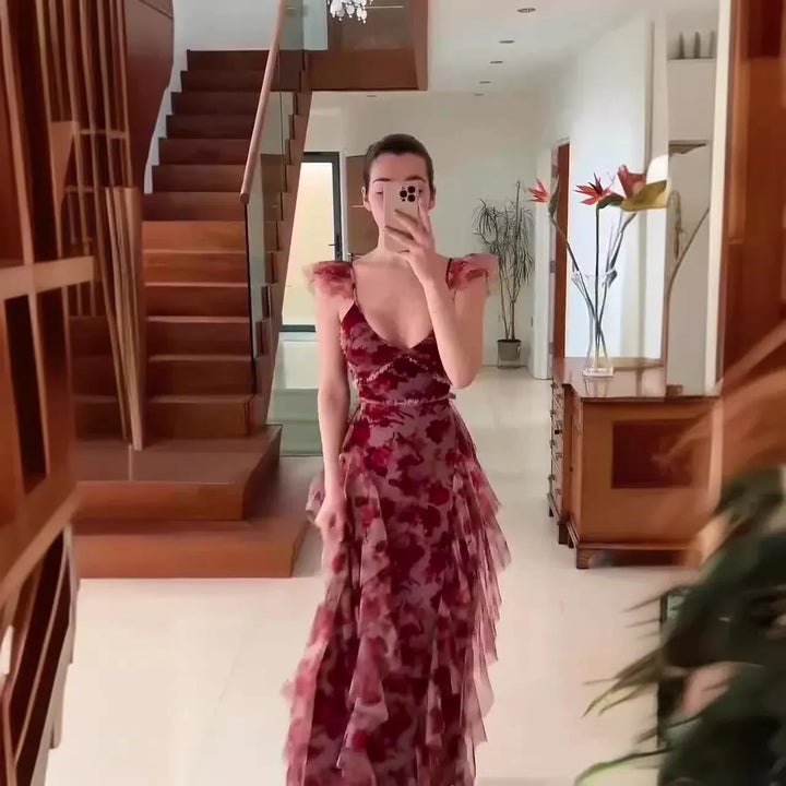 MARIELA™ – Romantic Floral Ruffle Maxi Dress - MABEL LONDON