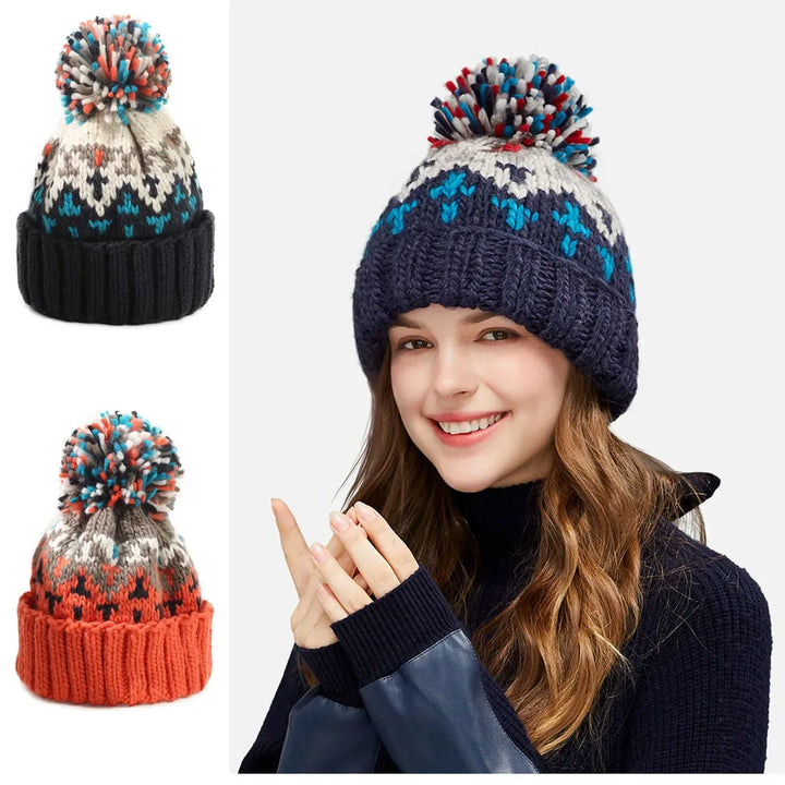 TAMARA™– Cozy Snowflake Pom Beanie - MABEL LONDON