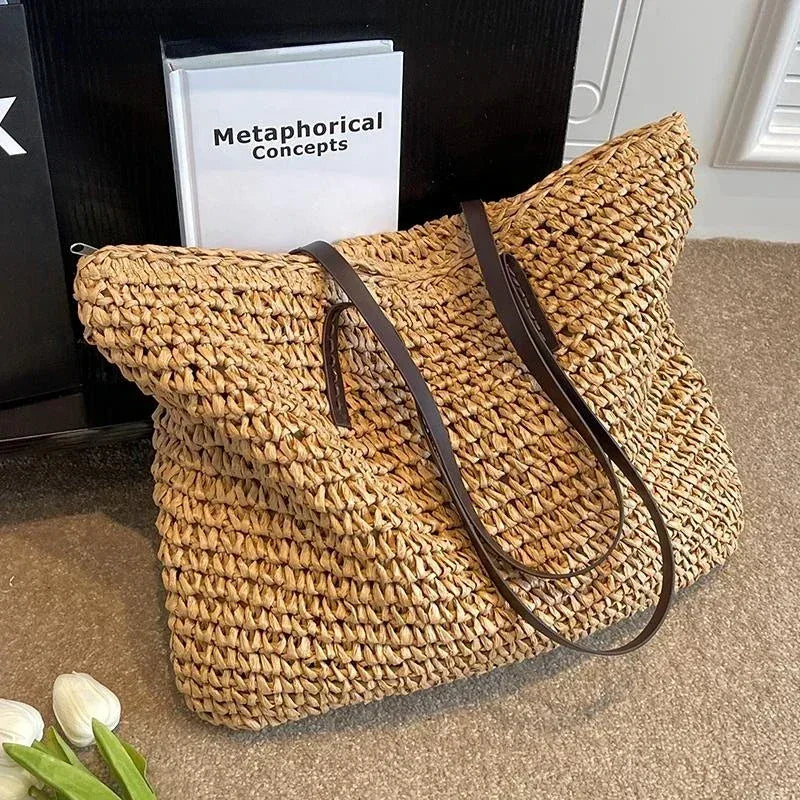 Large Woven Tote Bag - MABEL LONDON