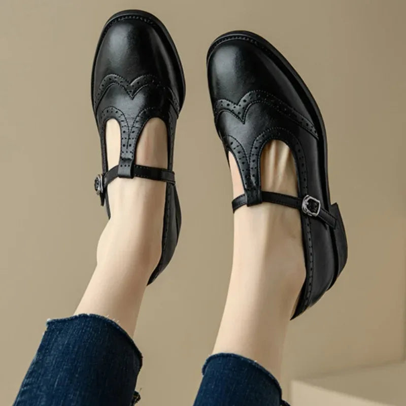 Miana | Polished T-Strap Mary Janes - MABEL LONDON