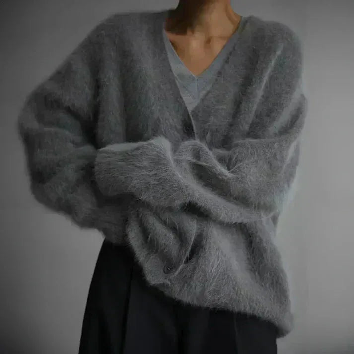 ADELE™ - Fuzzy Mohair Cardigan - MABEL LONDON
