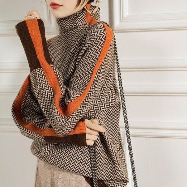 Eleanor | Herringbone Luxe Turtleneck - MABEL LONDON