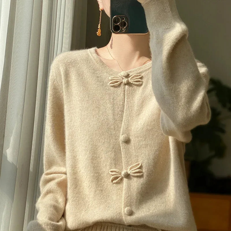 BELLA™ - Chic Bow Cardigan - MABEL LONDON