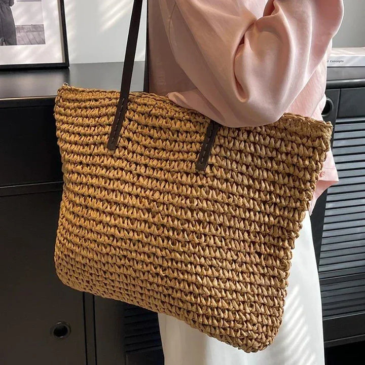 Large Woven Tote Bag - MABEL LONDON