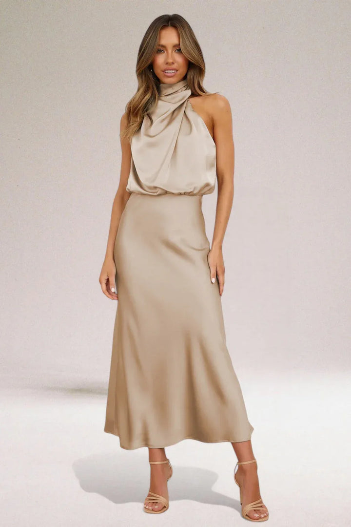 ELARA™ - Elegant Satin Evening Dress - MABEL LONDON