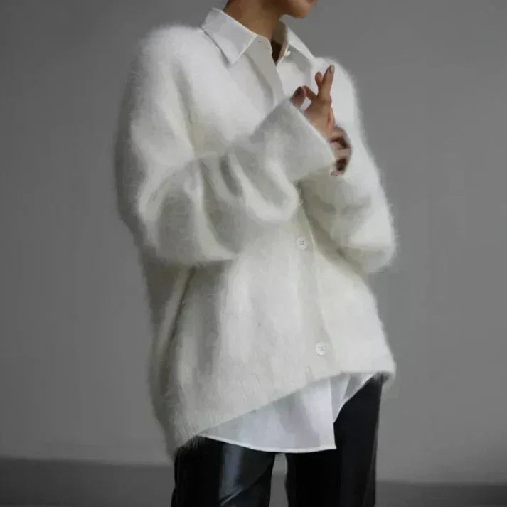 ADELE™ - Fuzzy Mohair Cardigan - MABEL LONDON