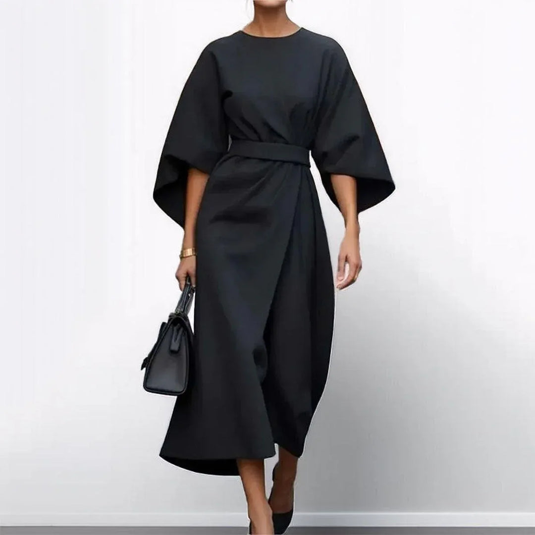 Eldra | Satin Feel Batwing Sleeve Maxi Dress - MABEL LONDON