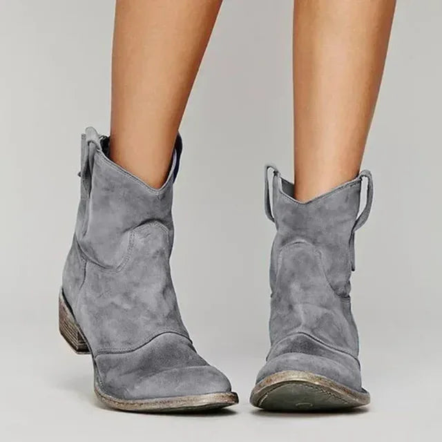 Cyrine | Vintage Cowboy Suede Boots - MABEL LONDON