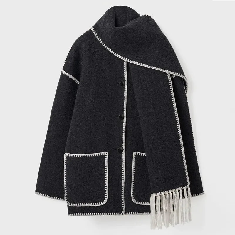 Zyra | Fringed Scarf Jacket - MABEL LONDON