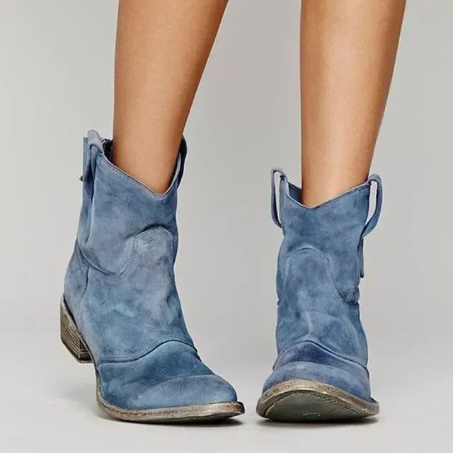 Cyrine | Vintage Cowboy Suede Boots - MABEL LONDON