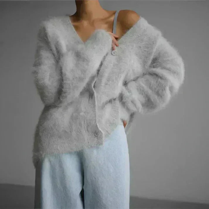 ADELE™ - Fuzzy Mohair Cardigan - MABEL LONDON