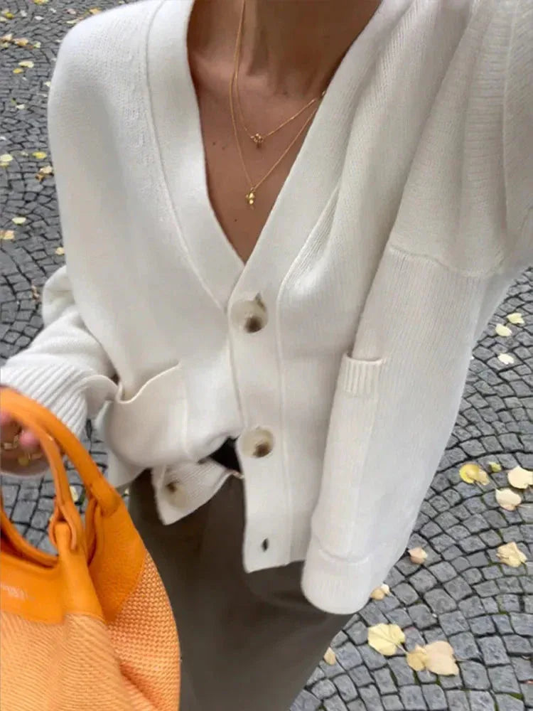 JULIETTE™ - V-Neck Knit Cardigan - MABEL LONDON