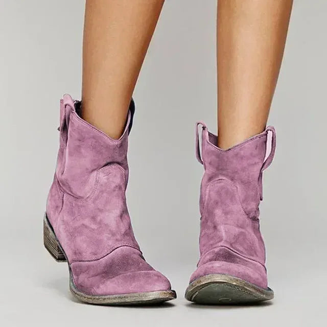 Cyrine | Vintage Cowboy Suede Boots - MABEL LONDON