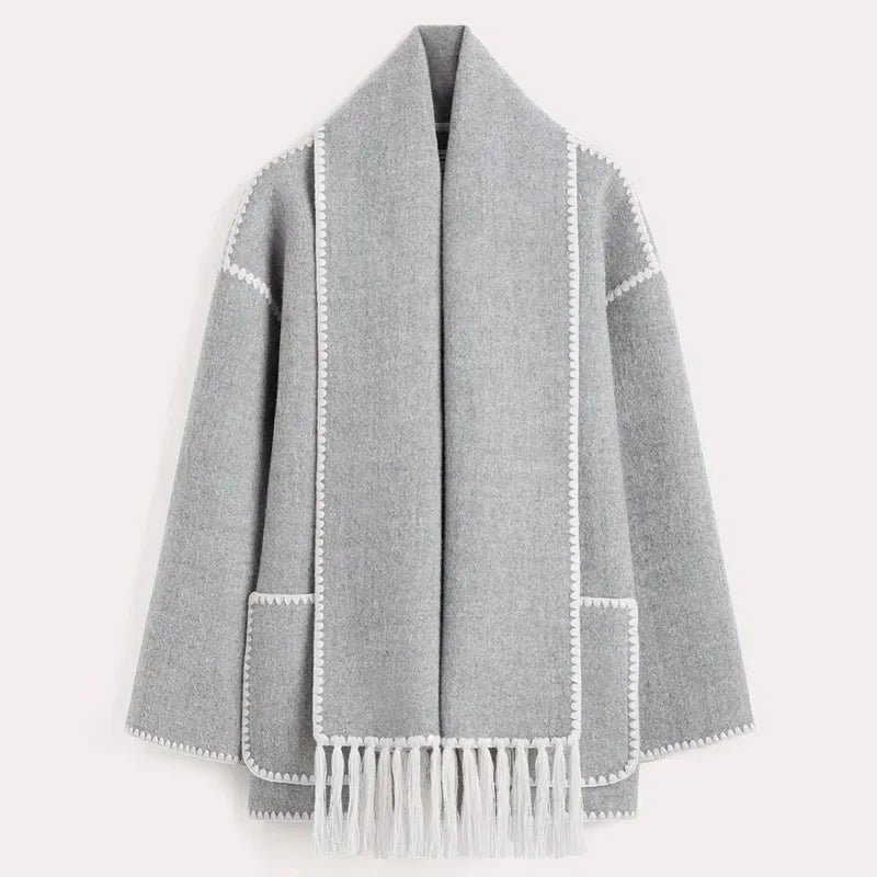 Zyra | Fringed Scarf Jacket - MABEL LONDON