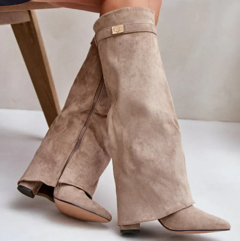 SUEDORA™ | HIGH SUEDE BOOTS - MABEL LONDON