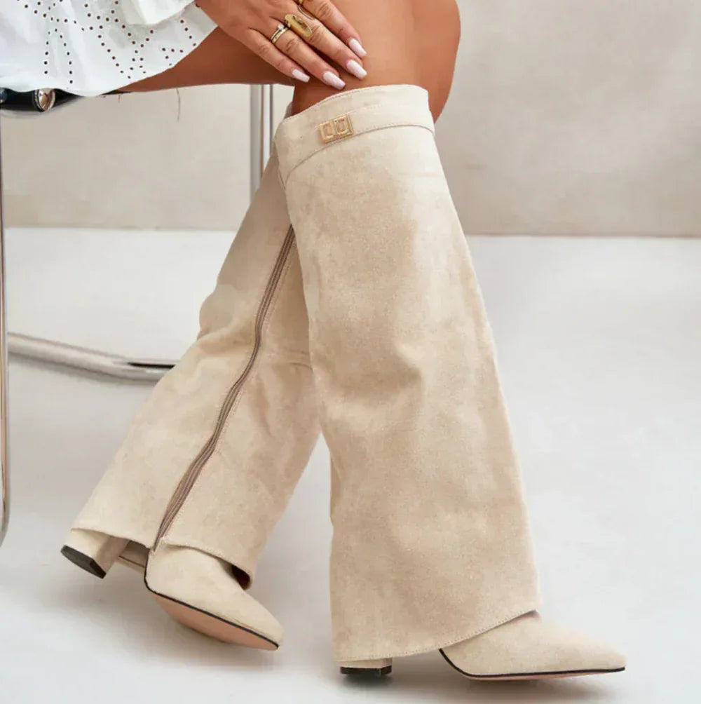 SUEDORA™ | HIGH SUEDE BOOTS - MABEL LONDON