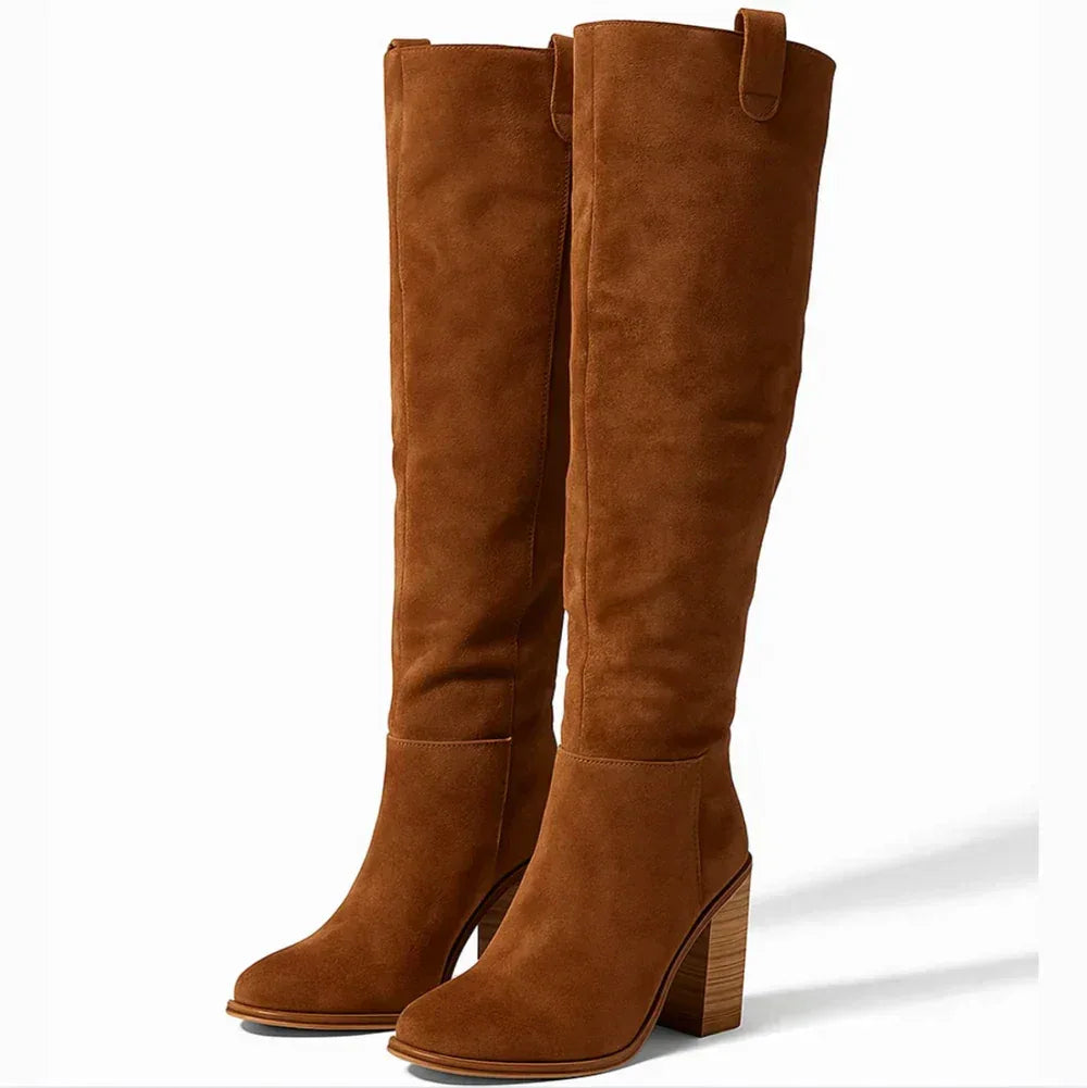 SUEVIRA™ | SUEDE BLOCK HEEL BOOTS - MABEL LONDON