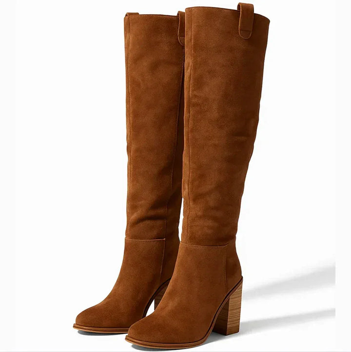 SUEVIRA™ | SUEDE BLOCK HEEL BOOTS - MABEL LONDON