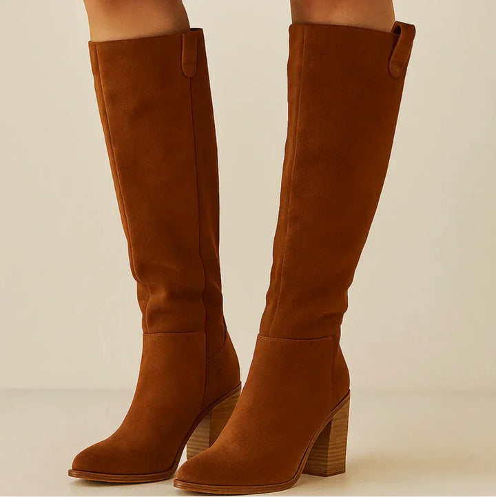 SUEVIRA™ | SUEDE BLOCK HEEL BOOTS - MABEL LONDON