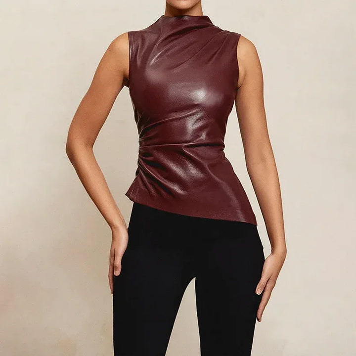 SERAN™ | Sleek Faux Leather Top - MABEL LONDON