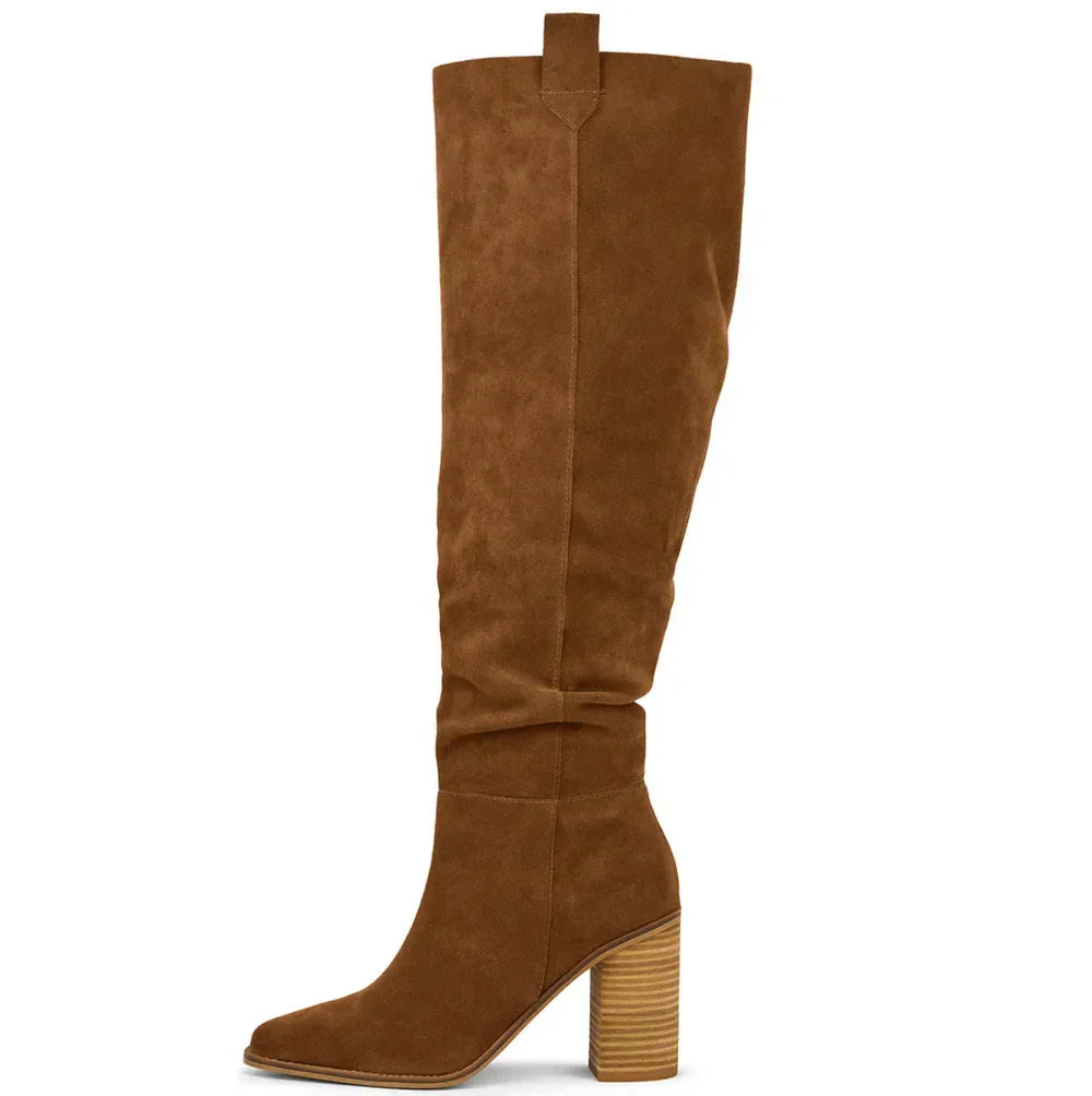 SUEVIRA™ | SUEDE BLOCK HEEL BOOTS - MABEL LONDON