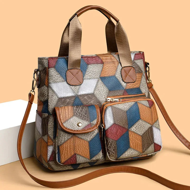 Myra™ | Handbag in Mosaic Leather - MABEL LONDON