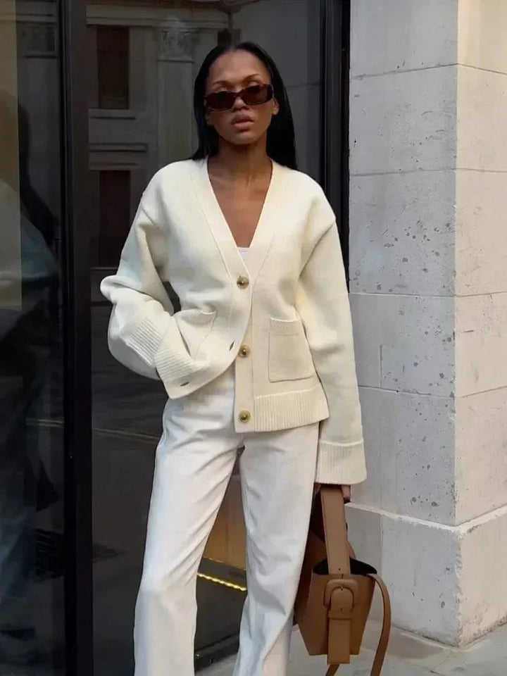 JULIETTE™ - V-Neck Knit Cardigan - MABEL LONDON