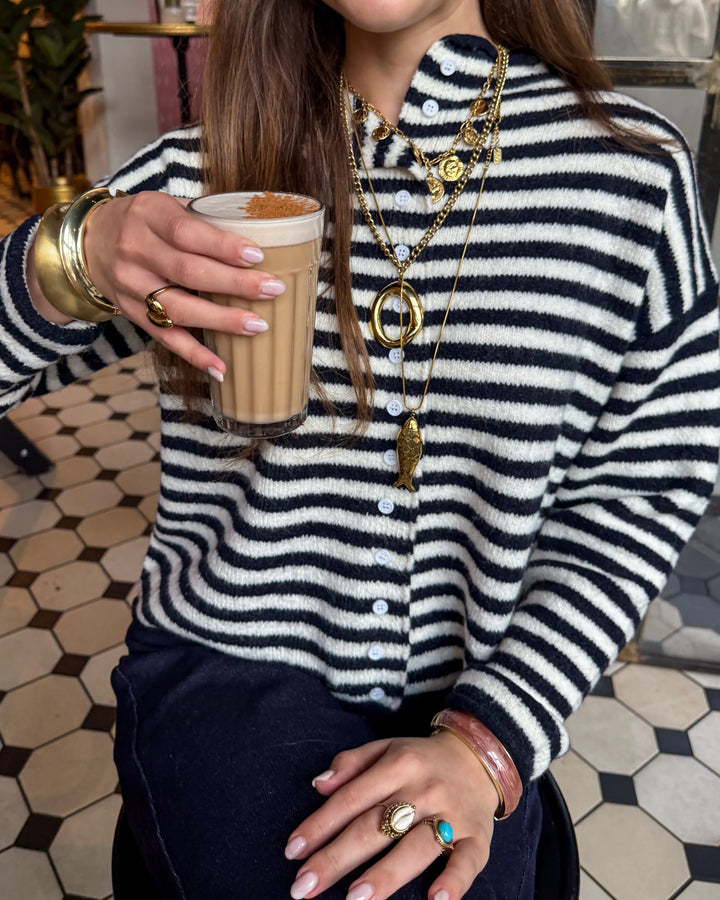 Serena Vest Navy Stripe - MABEL LONDON