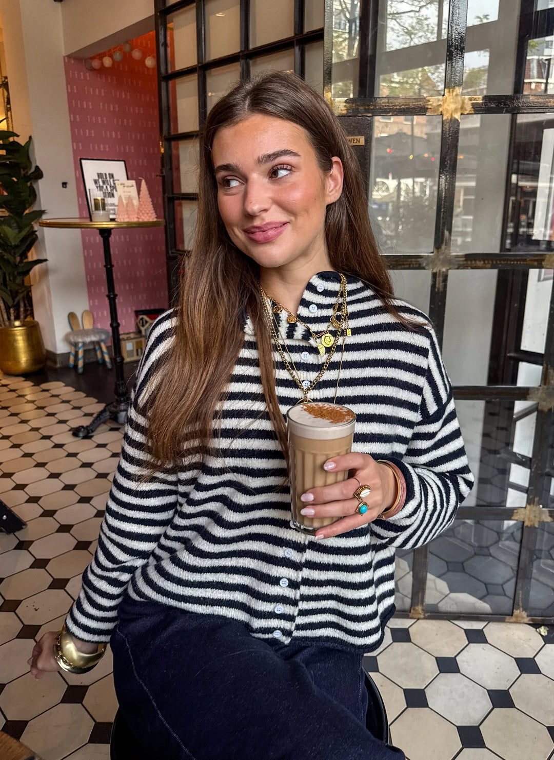 Serena Vest Navy Stripe - MABEL LONDON