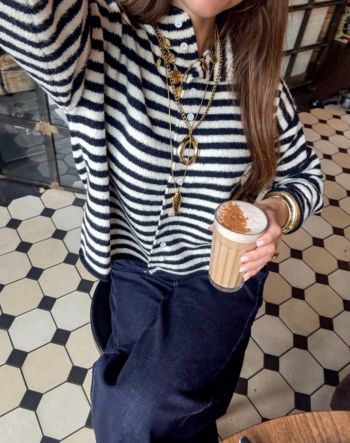 Serena Vest Navy Stripe - MABEL LONDON