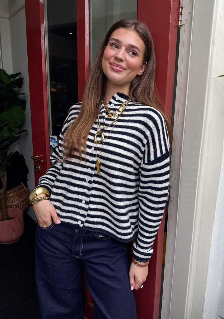 Serena Vest Navy Stripe - MABEL LONDON