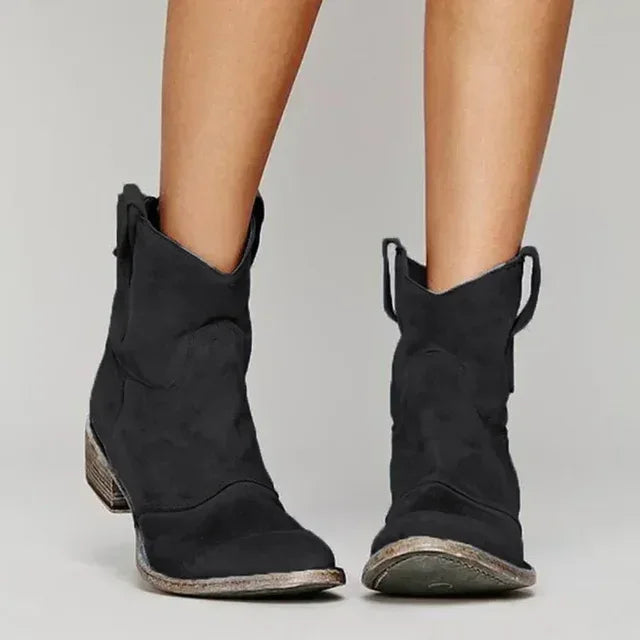 Cyrine | Vintage Cowboy Suede Boots - MABEL LONDON