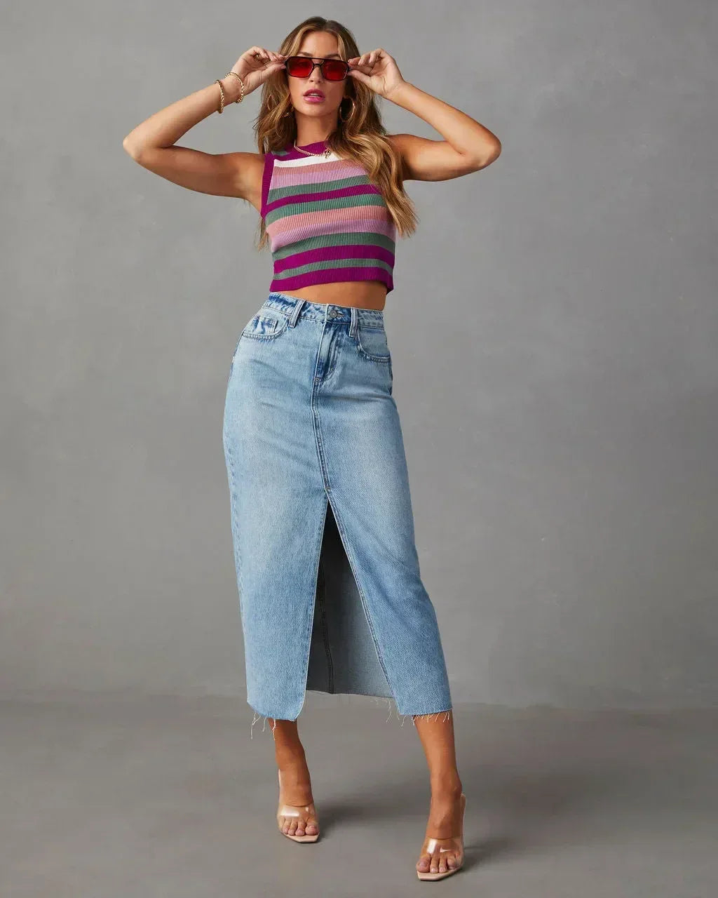 DENISE™ – Classic High-Waist Denim Skirt - MABEL LONDON