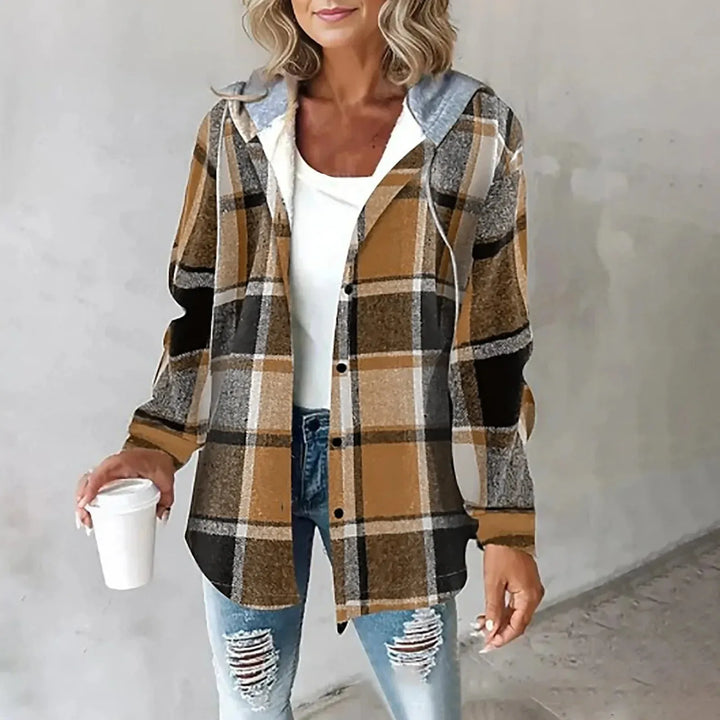 PAIGE™ - Chic Plaid Long-Sleeve Button Down Hooded Jacket - MABEL LONDON
