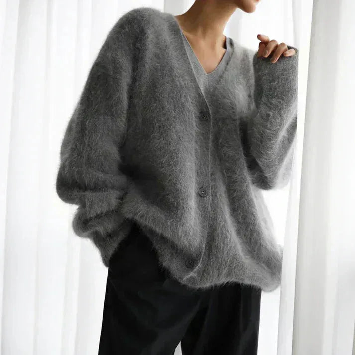 ADELE™ - Fuzzy Mohair Cardigan - MABEL LONDON