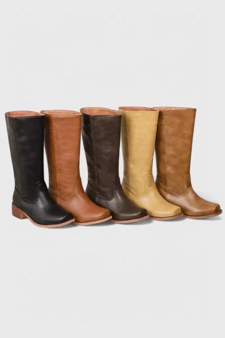 PIPPA | WOMEN'S LEATHER KNEE-HIGH BOOTS WITH HEELS - MABEL LONDON