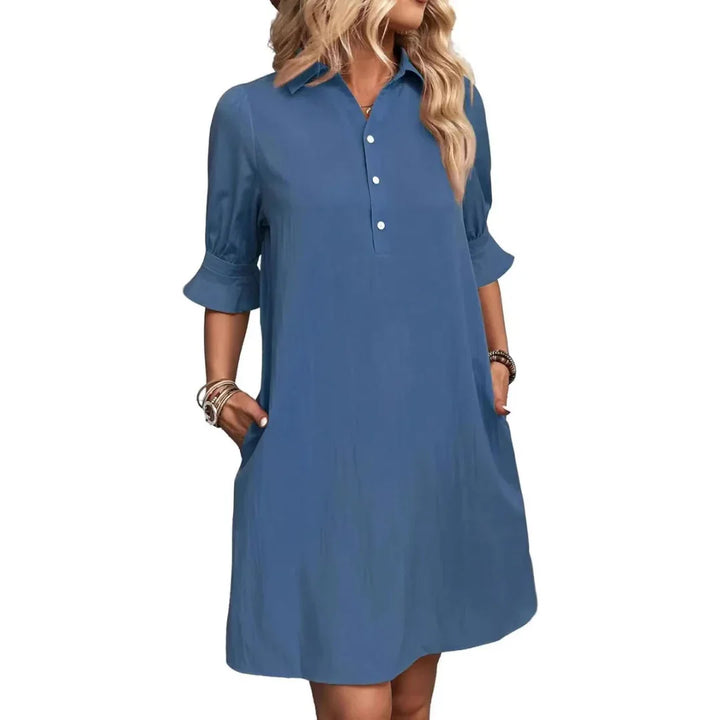 FRANCHESCA™ - Casual Button Down Shirt Dress - MABEL LONDON