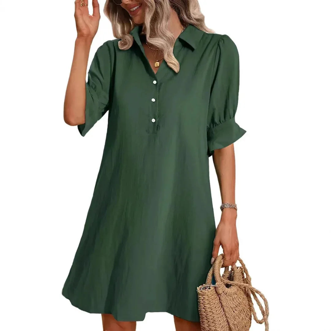 FRANCHESCA™ - Casual Button Down Shirt Dress - MABEL LONDON