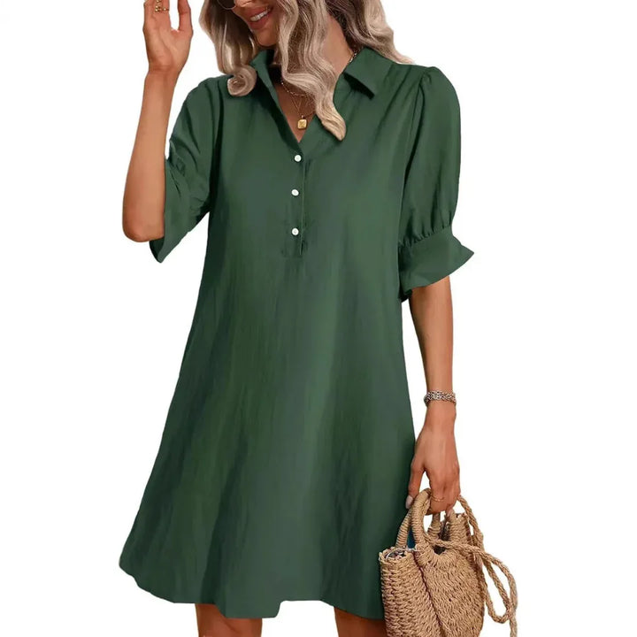 FRANCHESCA™ - Casual Button Down Shirt Dress - MABEL LONDON